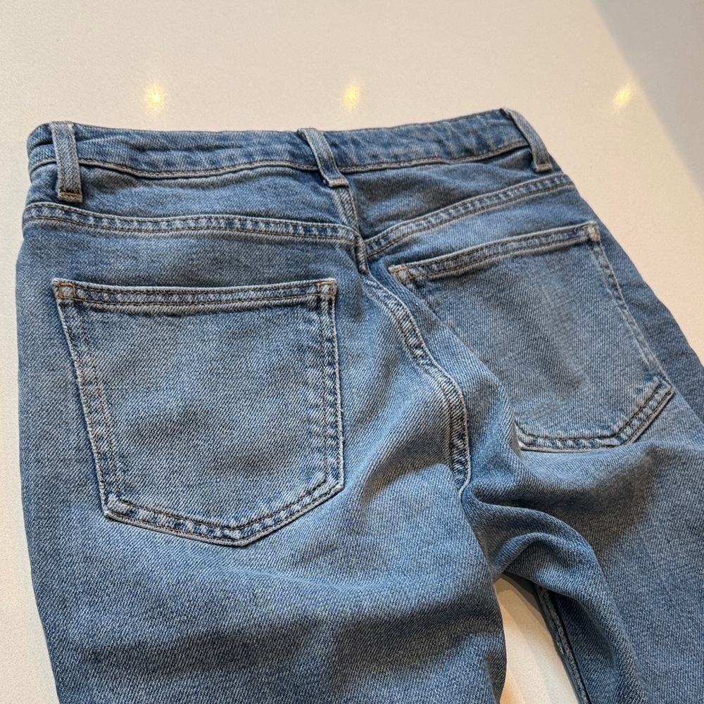 Topshop Moto High Rise Cropped Women's Blue Straight Leg Jeans, Size 26 - Picture 6 of 11